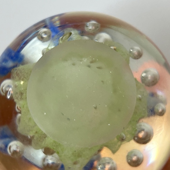 Art Glass Dolphin Paperweight Controlled Bubbles Blue Green 4.5" Murano Style - Picture 11 of 11